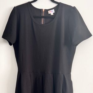 LuLaRoe Amelia Dress - Black with rose gold zipper